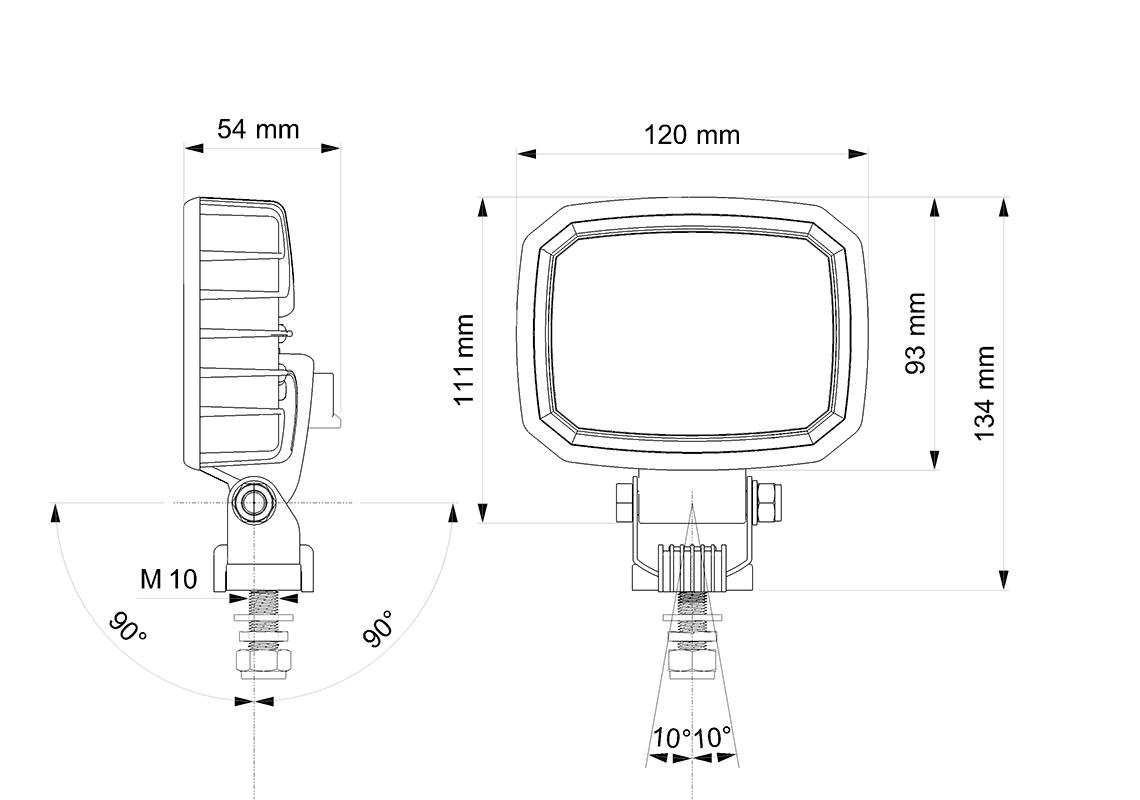 LED Arbeitsscheinwerfer CARBONLUX rechteckig 120X90mm - DT Anschlussstecker